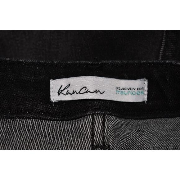 KANCAN $74 High Rise Black Wash Frayed Hem Bootcut Jean Stretch Denim Size 30 - Picture 3 of 4